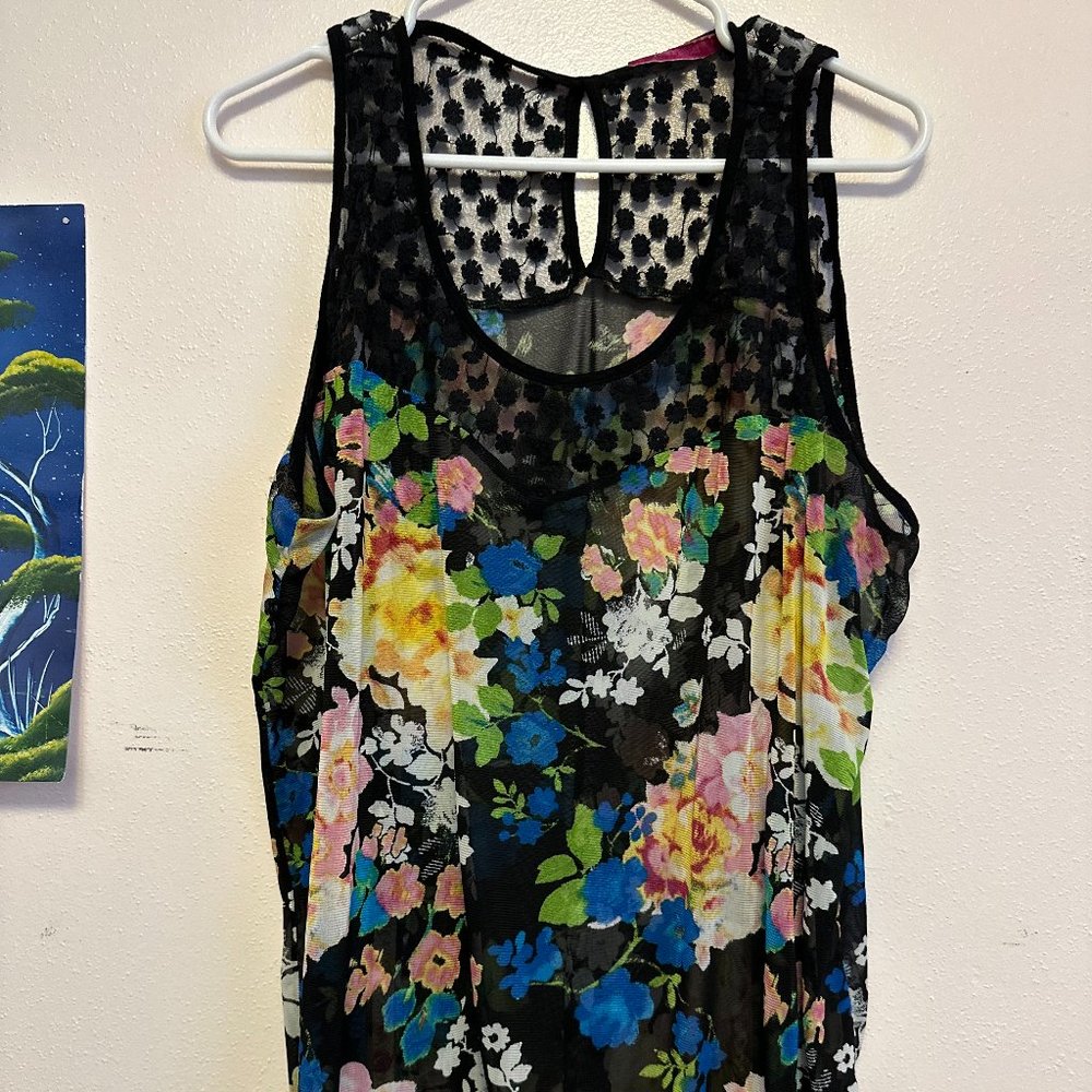 Black floral burnout tank